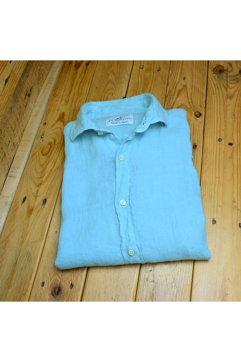 Camisa Fernando de Carcer lino azul jeans claro 8