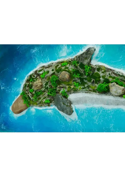 Handmade dolphin island wall art with epoxy resin waves 2