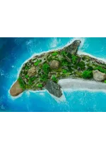 Cuadro hecho a mano con isla con forma de delfín y olas de resina epoxi 2