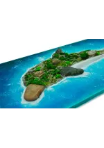Cuadro hecho a mano con isla con forma de delfín y olas de resina epoxi 4