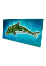 Cuadro hecho a mano con isla con forma de delfín y olas de resina epoxi 3