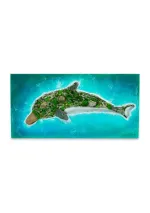 Handmade dolphin island wall art with epoxy resin waves
