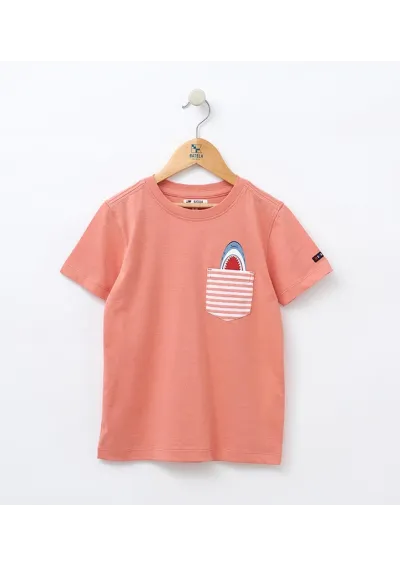 Camiseta Batela niño con bolsillo y tiburón N2003 terracota