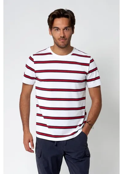 Camiseta Batela de manga corta a rayas para hombre A2371 muc33