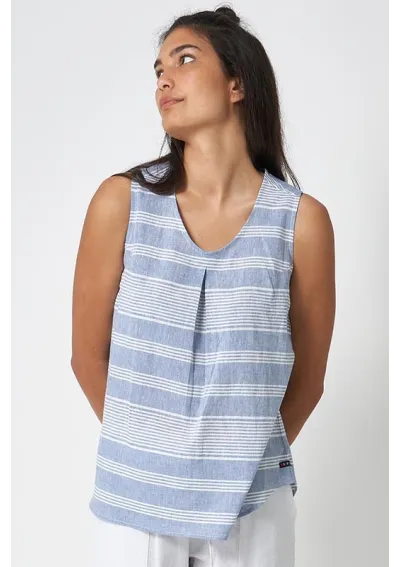 Batela sleeveless linen and cotton blouse A2338 bc/bl