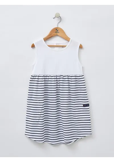 Vestido Batela de niña sin mangas con rayas N2031 bl/ma 4