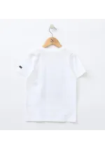 Batela T-shirt for boys with Life is better at the beach print N2007 white 2