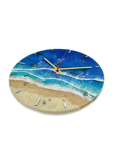 Reloj de playa hecho a mano con resina epoxi y arena de 30cm 2