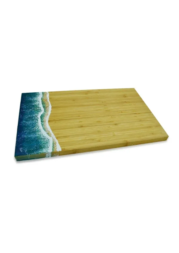 45cm bamboo cutting board with waves of epoxy resin mod1