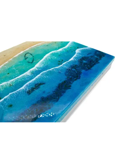 Cuadro playa del barco perdido de resina epoxy hecho a mano con marco para tapar el cuadro eléctrico 4