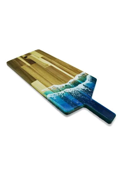 Giant cutting board with epoxy resin waves