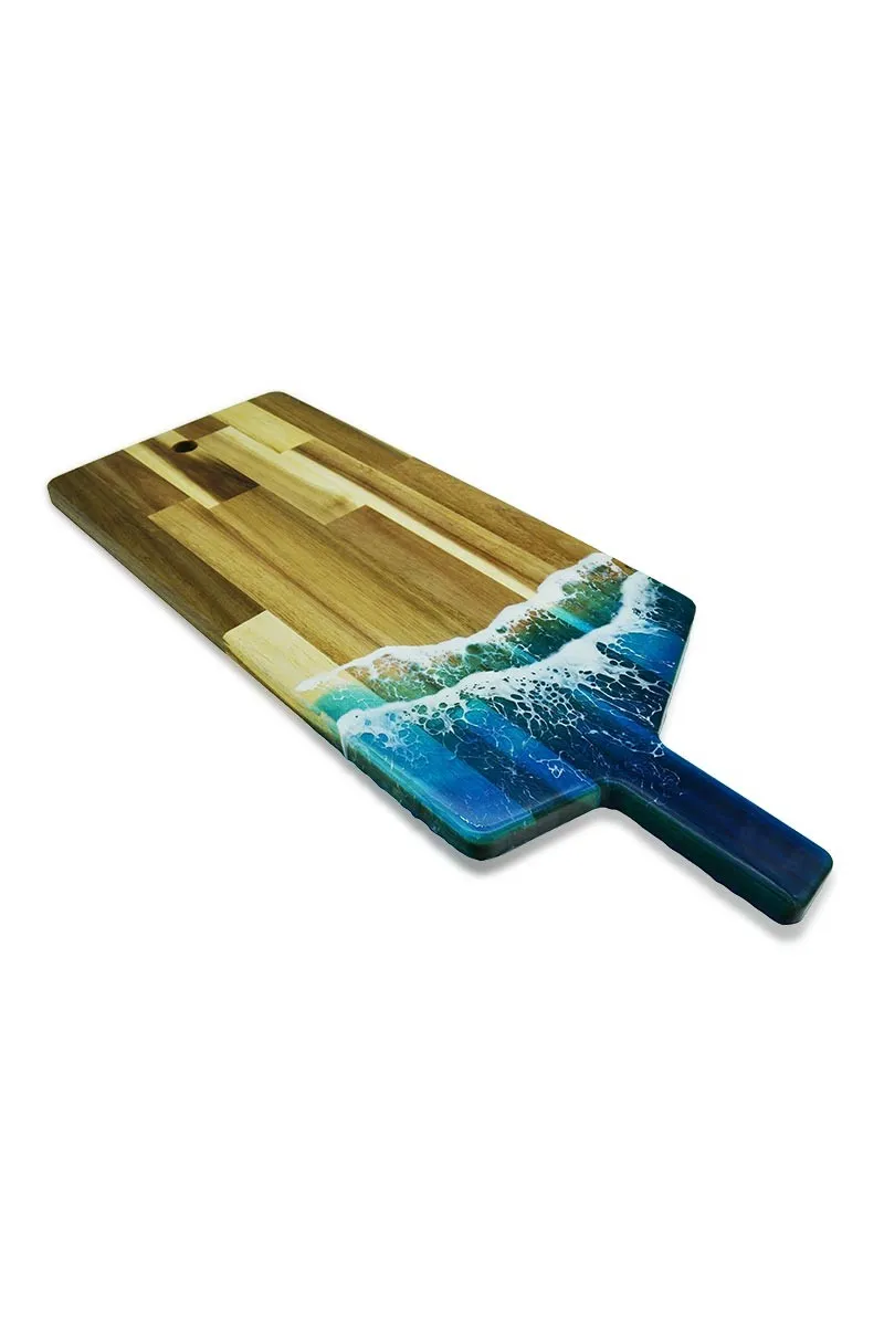 Giant cutting board with epoxy resin waves