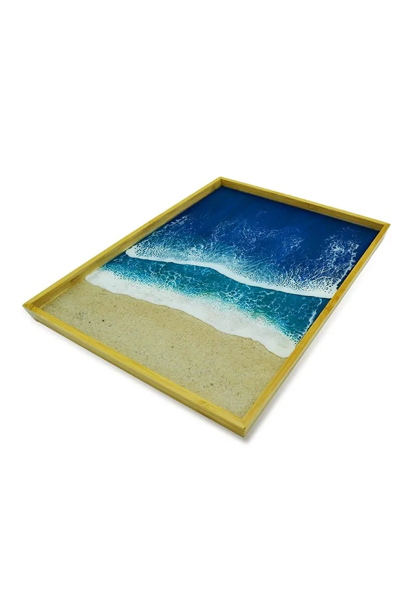 Bamboo tray with waves of epoxy resin mod3