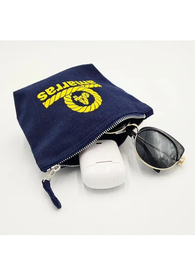 1 Liter Amarras canvas toiletry bag with yellow logo