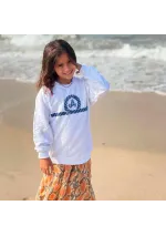 Sudadera Amarras infantil blanca con el clásico nudo azul
