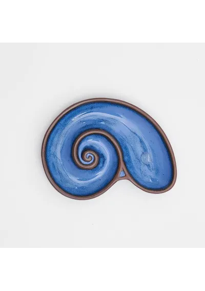 Plato caracola pequeño de cerámica azul d7521 batela