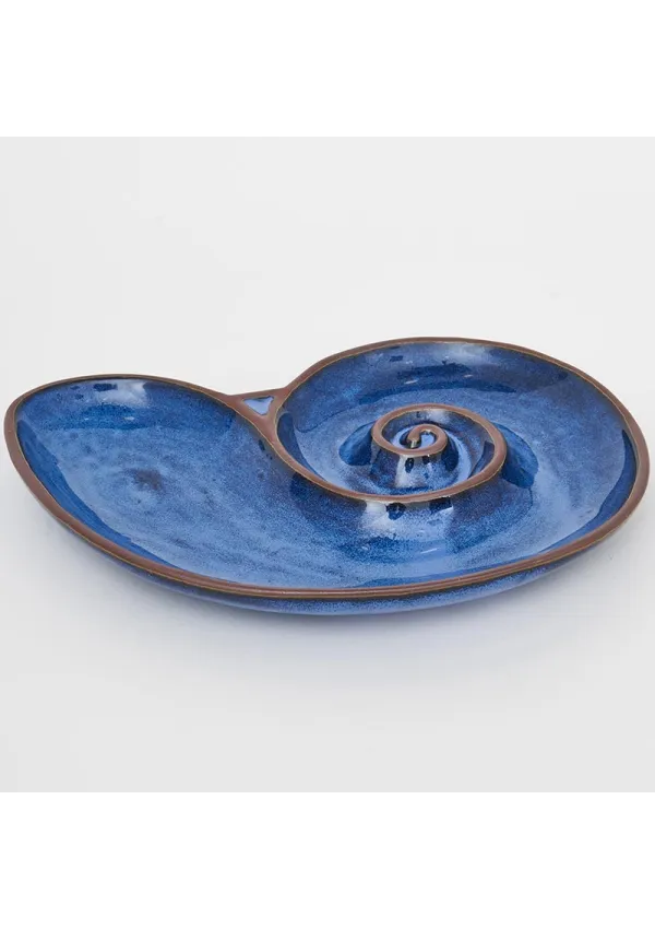 Plato caracola grande de cerámica azul d7522 batela