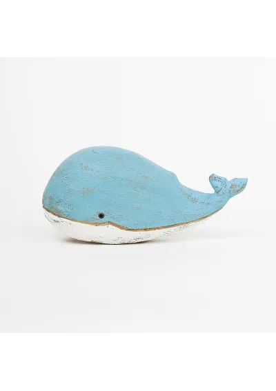 Sky blue wooden little whale d2377 by batela 2