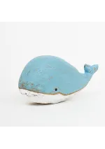 Sky blue wooden little whale d2377 by batela 3