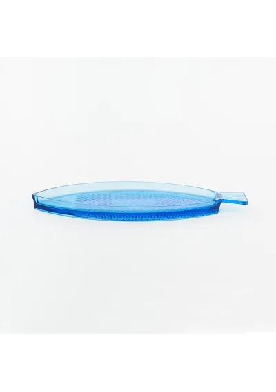 Fuente grande de cristal con forma de pez d2350 azul de batela 2