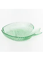 Large green fish glass nautical bowl d2354 by batela