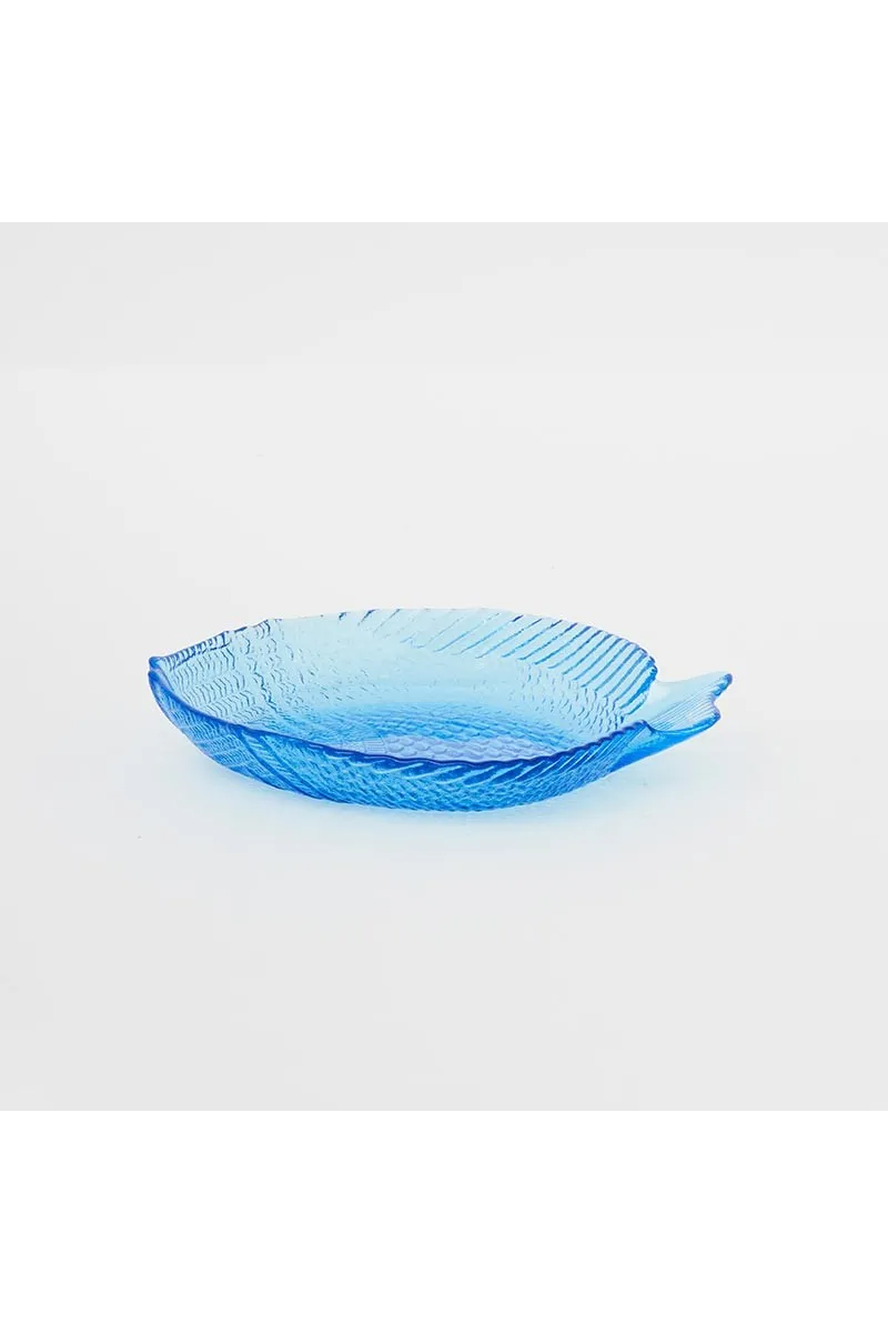 Cuenco de cristal grande con forma de pez azul d2354 de batela