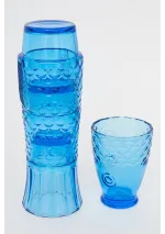 Set de 4 vasos apilables de cristal que hacen la forma de un pez d2352 azul de batela 2