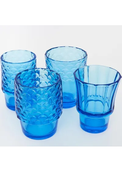 Set de 4 vasos apilables de cristal que hacen la forma de un pez d2352 azul de batela 4