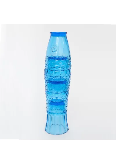 Set de 4 vasos apilables de cristal que hacen la forma de un pez d2352 azul de batela