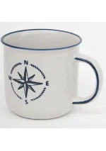White ceramic mug with compass rose d6130 by batela 3