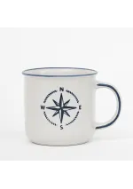 White ceramic mug with compass rose d6130 by batela
