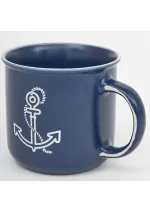Taza azul de cerámica con rosa de los vientos d6133 de batela 2