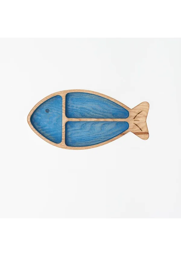 Fish wooden tray with 3 spaces d2324 by batela