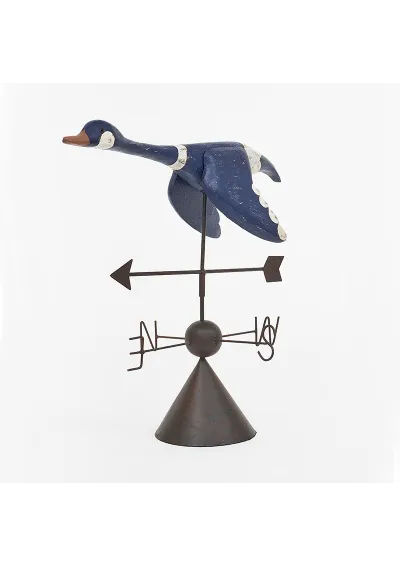 Wood and metal weather vane with blue goose d2339