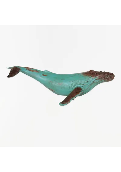 Figura de ballena jorobada verde de resina D1528
