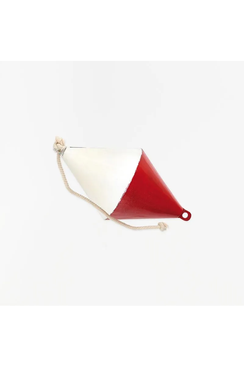 White & red recycled metal buoy for marine decoration by Batela D2300