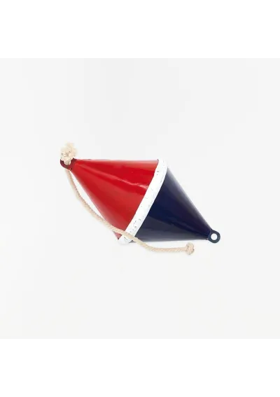 Red & blue recycled metal buoy for marine decoration by Batela D2302