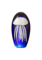 Crystal paperweight with white jellyfish 23472