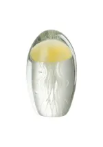 Pisapapeles de cristal con medusa amarilla y tentáculos blancos
