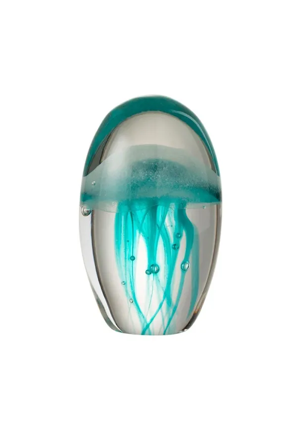 Glass paperweight with green jellyfish 3751 Glass paperweight with green jellyfish 3751