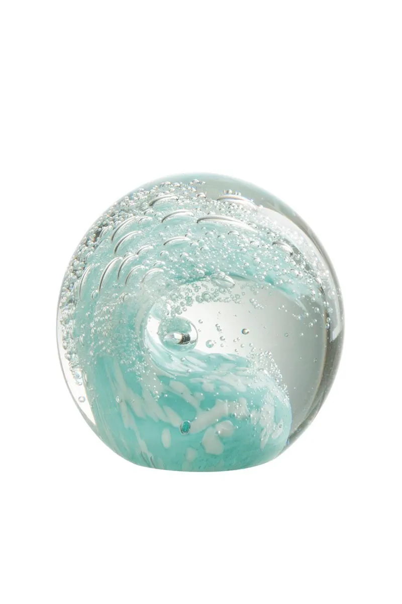 Pisapapeles de cristal con ola marina celeste 30420