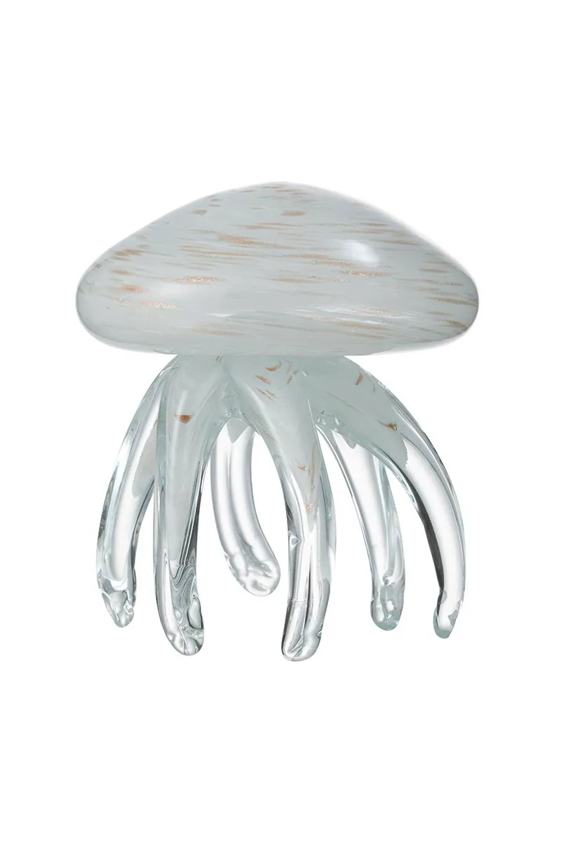 Figura de cristal con forma de medusa blanca y dorada 23630