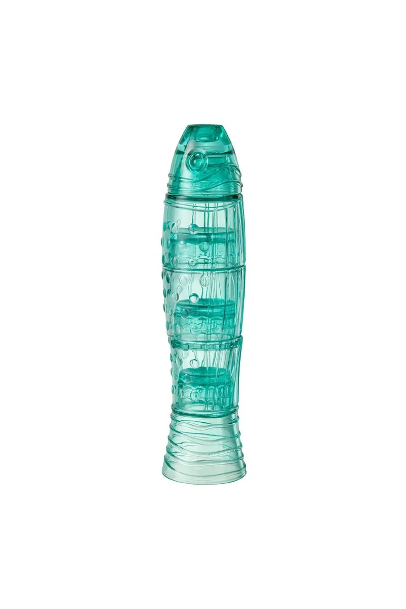 Set of 4 stackable turquoise crystal glasses in the shape of a fish 23562