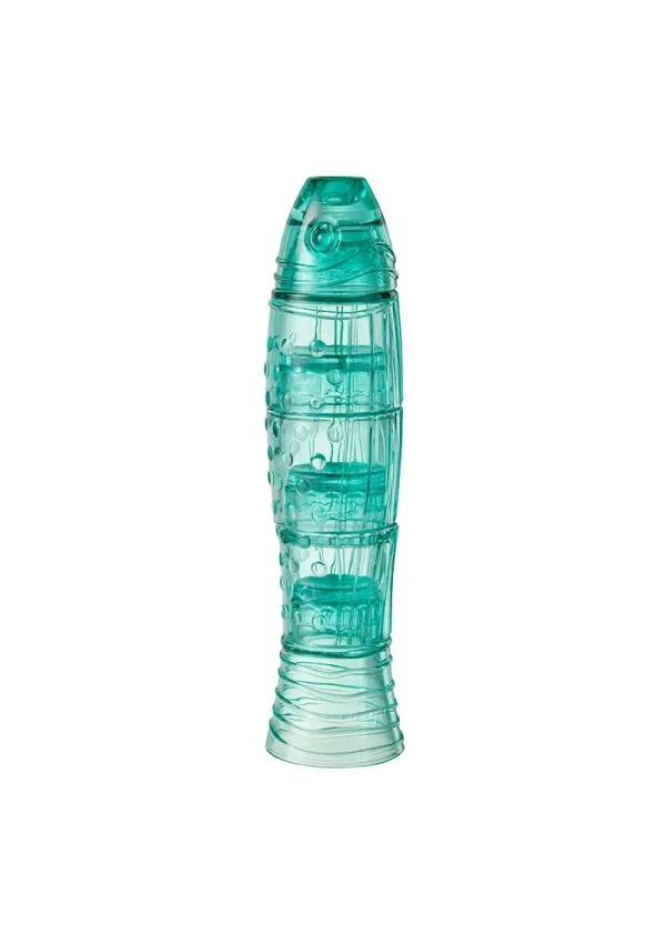 Set de 4 vasos de cristal turquesa apilables con forma de pez 23562 Set de 4 vasos de cristal turquesa apilables con forma de pez 23562
