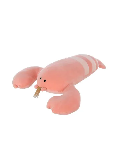 Peluche con forma de bogavante rosa con lengua dorada 33442