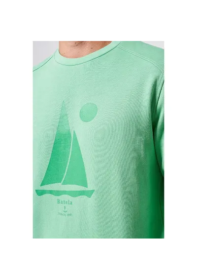 Green sailboat sweatshirt for men Batela a2449 gg 2