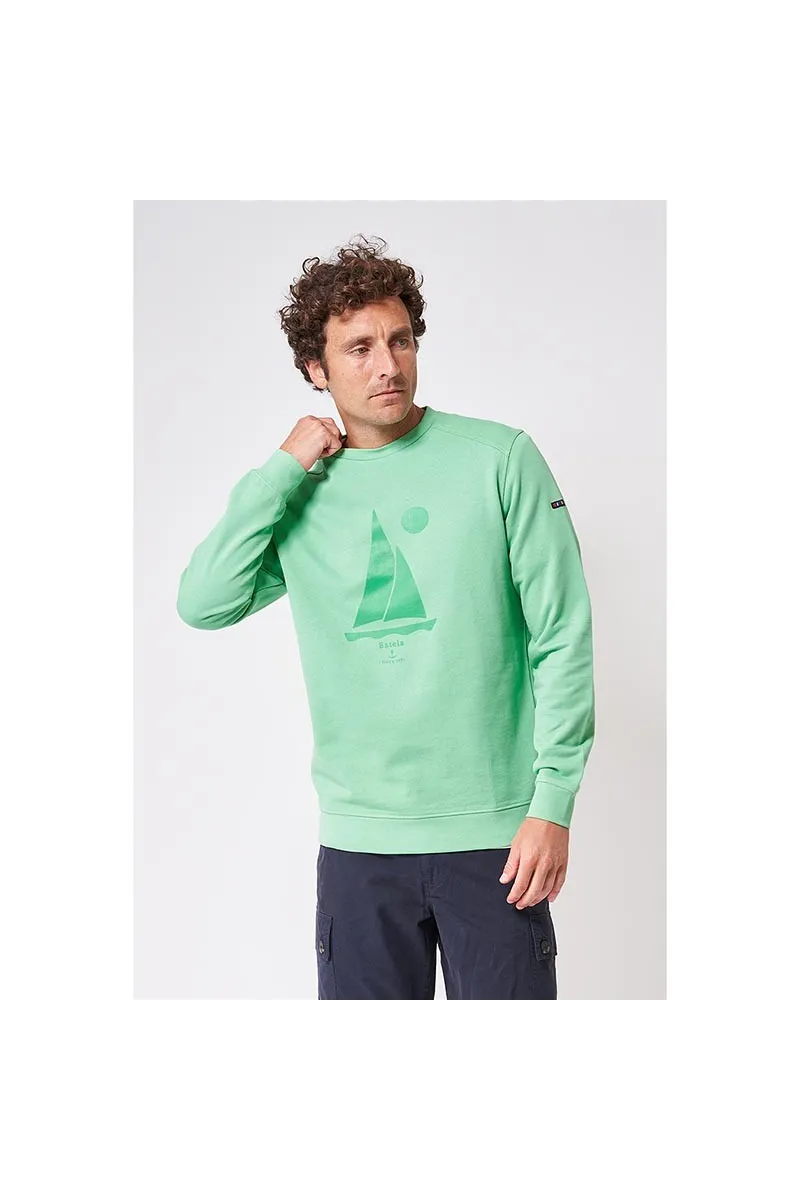 Green sailboat sweatshirt for men Batela a2449 gg