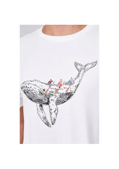 Camiseta blanca Batela con ballena jorobada y remadores a2441 2