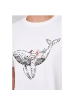 White Batela T-shirt with humpback whale and rowers a2441 2