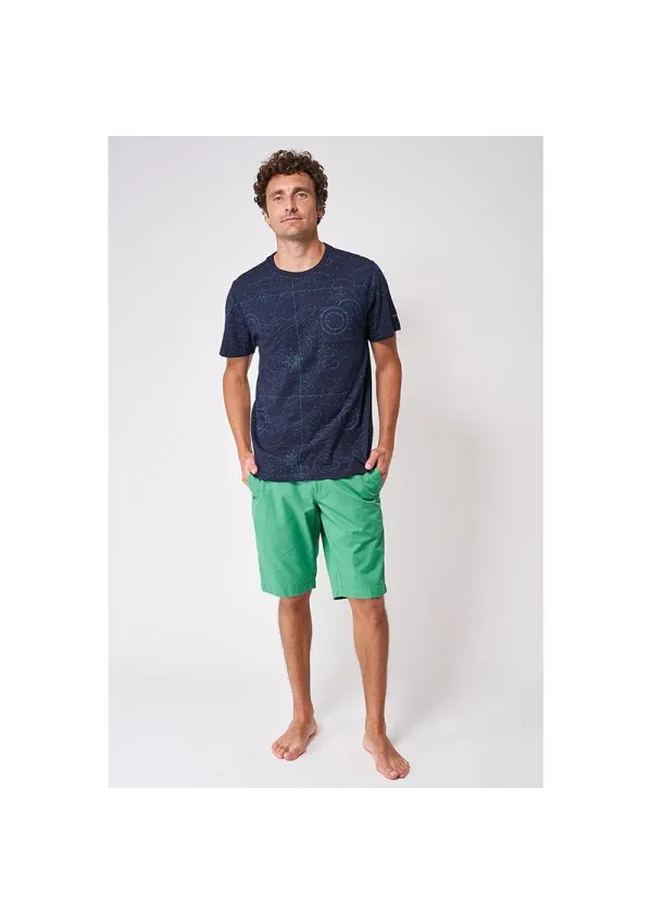Men's Batela T-shirt with nautical cartography print a2443 Men's Batela T-shirt with nautical cartography print a2443
